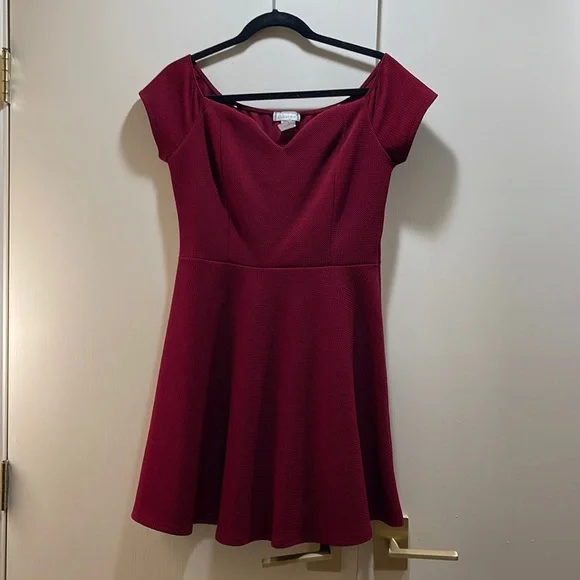 open lace back dress Demelza Long Sleeve Sweetheart Neckline Mini Dress in Fire Red main image 0